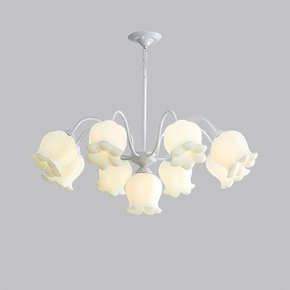 Lilium Cluster Chandelier 8 + 1 Heads ? 35.4″ x H 15″ / Dia 90cm x H 38cm / White & White Chandelier