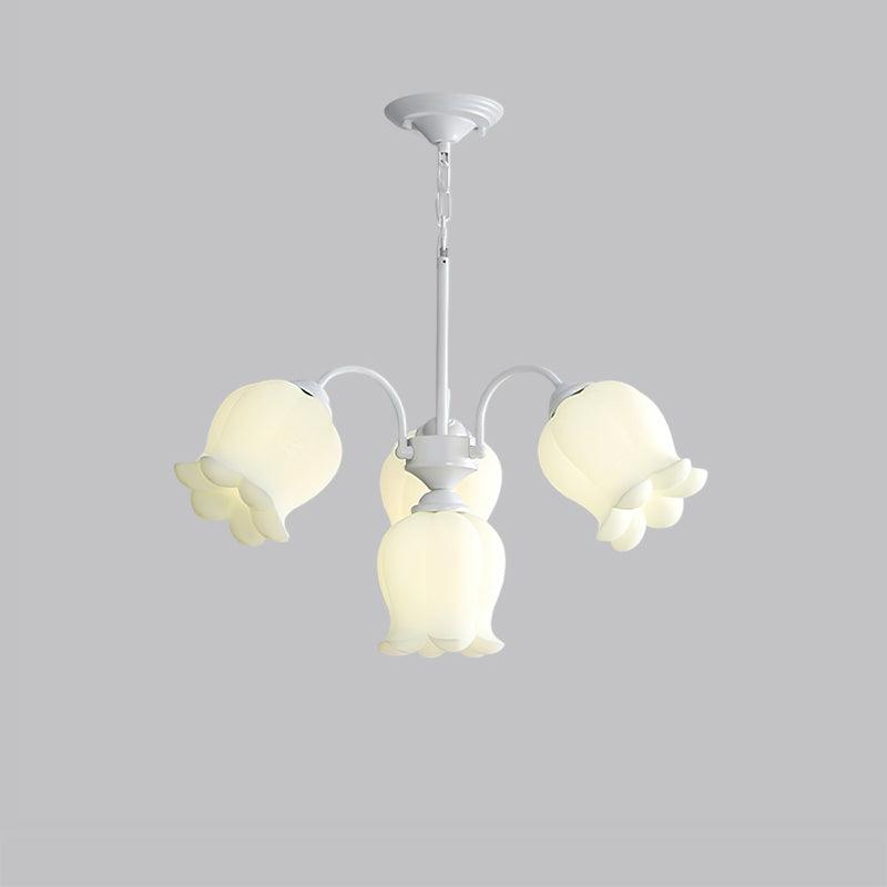Lilium Cluster Chandelier 3 + 1 Heads ? 25.6″ x H 11.8″ / Dia 65cm x H 30cm / White & White Chandelier