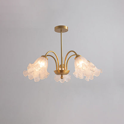Lily Chandelier 5 heads ? 26.8″ x H 9.5″ / Dia 68cm x H 24cm / Gold + clear 灯具