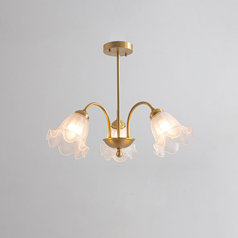 Lily Chandelier 3 heads ? 21.7″ x H 8.7″ / Dia 55cm x H 22cm / Gold + clear 灯具