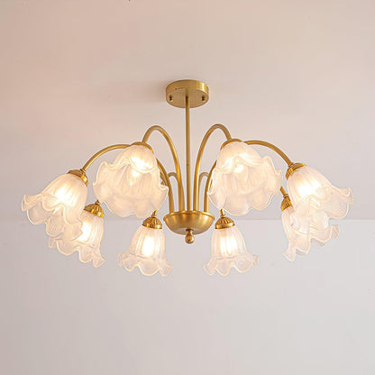 Lily Chandelier 8 heads Dia 31.5″ x H 11″ / Dia 80cm x H 28cm / Gold + clear 灯具