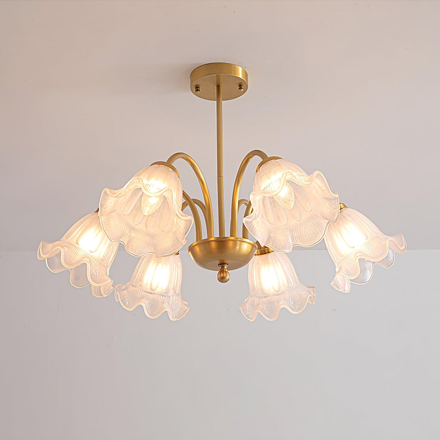 Lily Chandelier 6 heads ? 26.8″ x H 9.5″ / Dia 68cm x H 24cm / Gold + clear 灯具