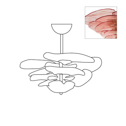 Petals Gold Murano Chandelier 8-lights Dia 21.6″ x H 8.6″ / Pink & Gold 1001 Chandelier