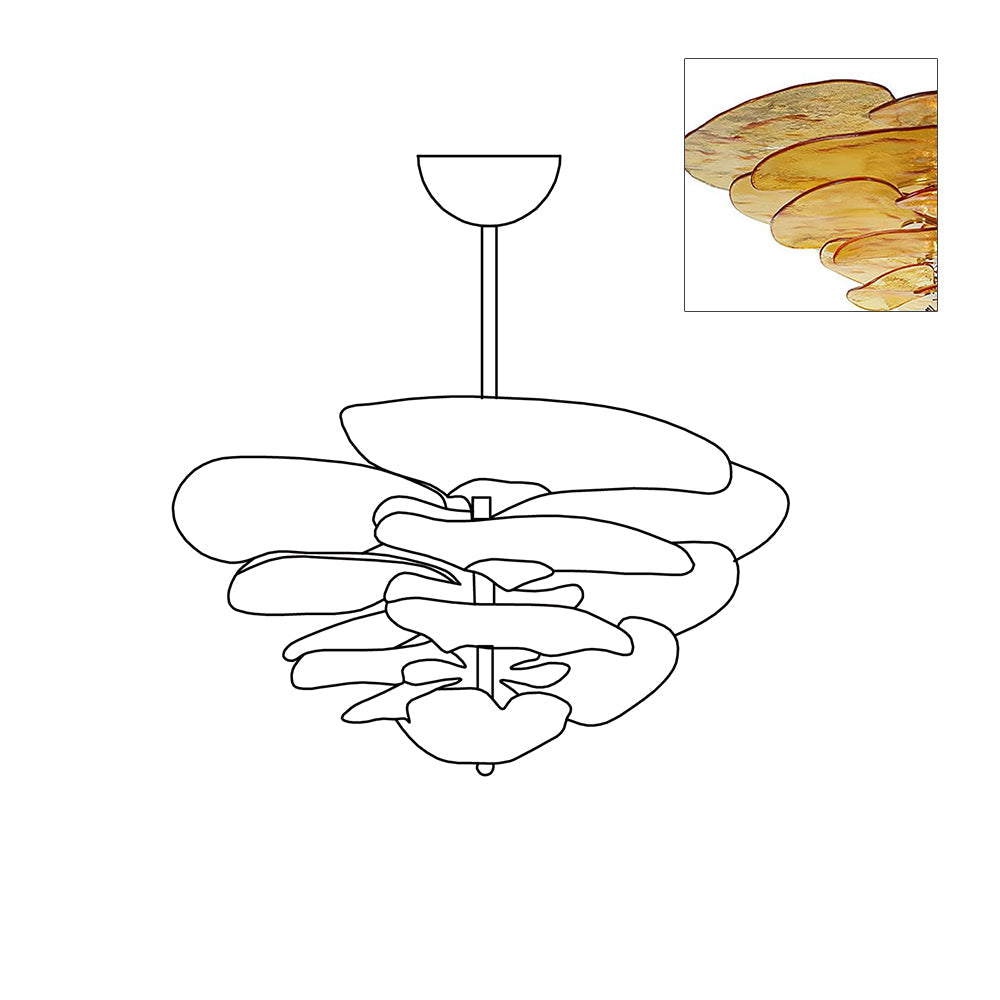 Petals Gold Murano Chandelier 12-lights Dia 26.3″ x H 11.4″ / Amber & Gold 1001 Chandelier