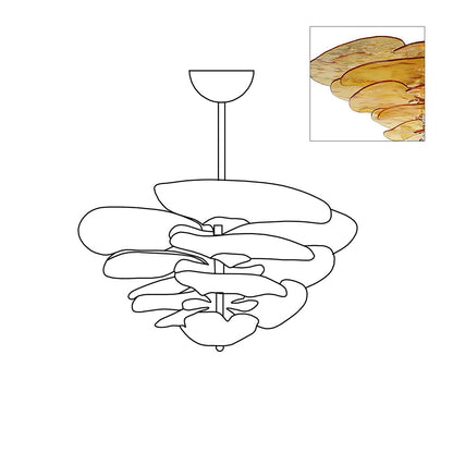 Petals Gold Murano Chandelier 12-lights Dia 26.3″ x H 11.4″ / Amber & Gold 1001 Chandelier