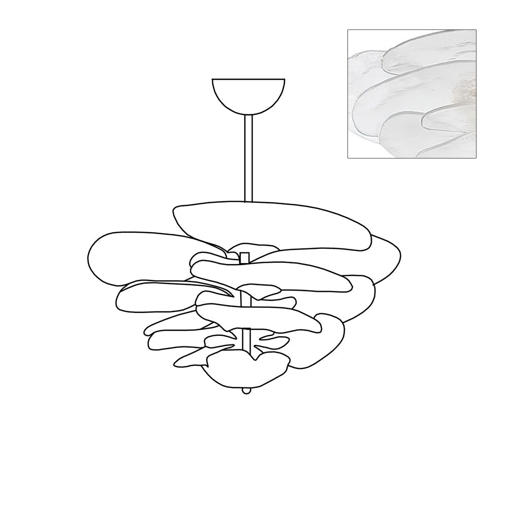 Petals Gold Murano Chandelier 12-lights Dia 26.3″ x H 11.4″ / Clear & Gold 1001 Chandelier