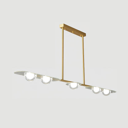 Linear Elegance Pendant Lamp 5 Heads L 54.3″ x W 5.9″ x H 3.9″ / Brass / Warm Light Chandelier