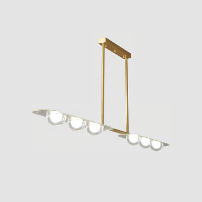 Linear Elegance Pendant Lamp 6 Heads L 63″ x W 5.9″ x H 3.9″ / Brass / Warm Light Chandelier
