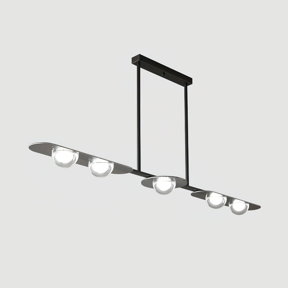 Linear Elegance Pendant Lamp 5 Heads L 54.3″ x W 5.9″ x H 3.9″ / Black / Warm Light Chandelier
