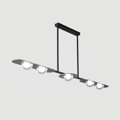 Linear Elegance Pendant Lamp 5 Heads L 54.3″ x W 5.9″ x H 3.9″ / Black / Warm Light Chandelier