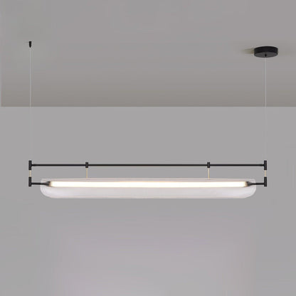 Linear Strip Chandelier L 39.4″ x W 4.7″ x H 7.9″ / L 100cm x W 12cm x H 20cm / Black & Clear / Warm Light Chandelier