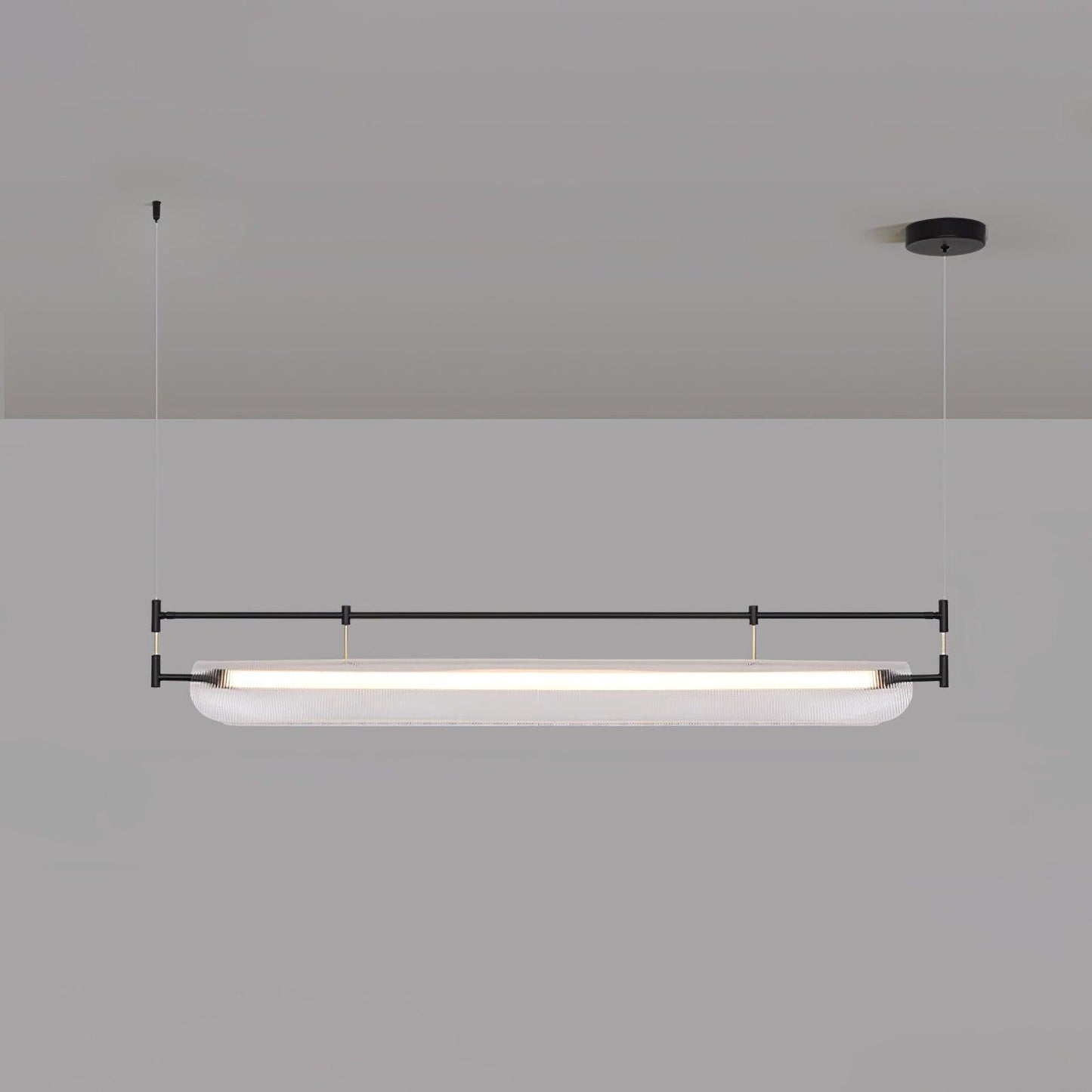 Linear Strip Chandelier L 31.5″ x W 4.7″ x H 7.9″ / L 80cm x W 12cm x H 20cm / Black & Clear / Warm Light Chandelier
