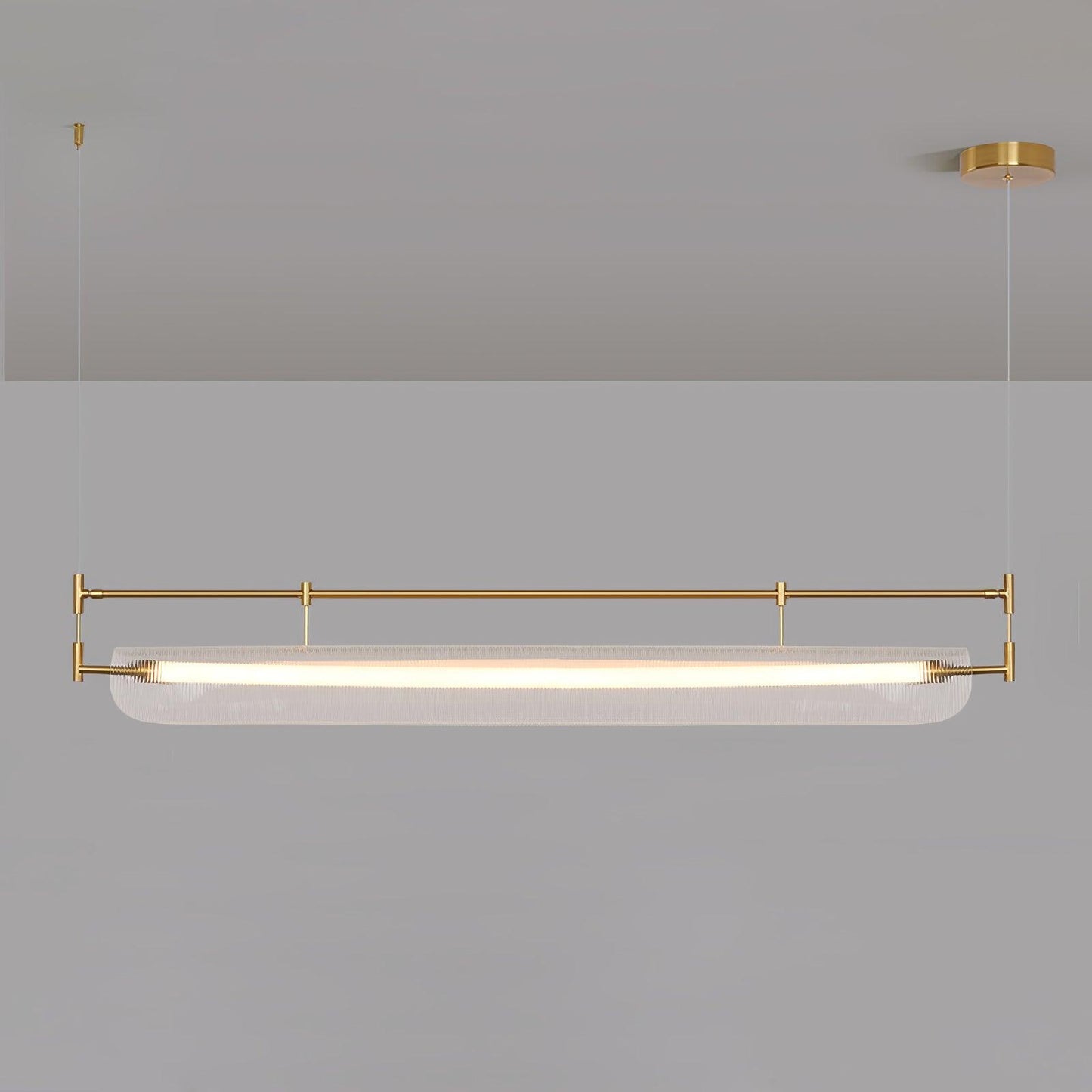 Linear Strip Chandelier L 39.4″ x W 4.7″ x H 7.9″ / L 100cm x W 12cm x H 20cm / Gold & Clear / Warm Light Chandelier