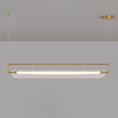 Linear Strip Chandelier L 39.4″ x W 4.7″ x H 7.9″ / L 100cm x W 12cm x H 20cm / Gold & Clear / Warm Light Chandelier