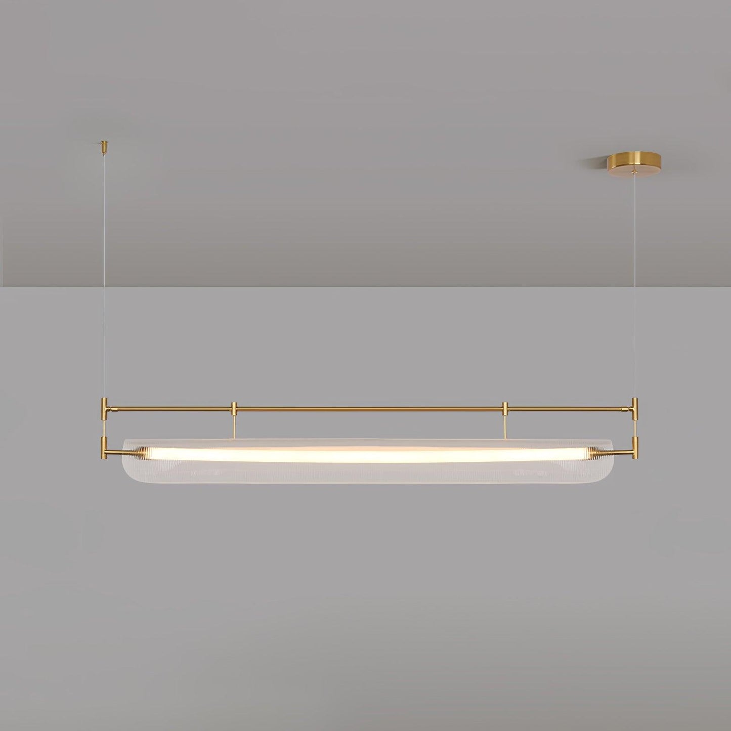 Linear Strip Chandelier L 31.5″ x W 4.7″ x H 7.9″ / L 80cm x W 12cm x H 20cm / Gold & Clear / Warm Light Chandelier
