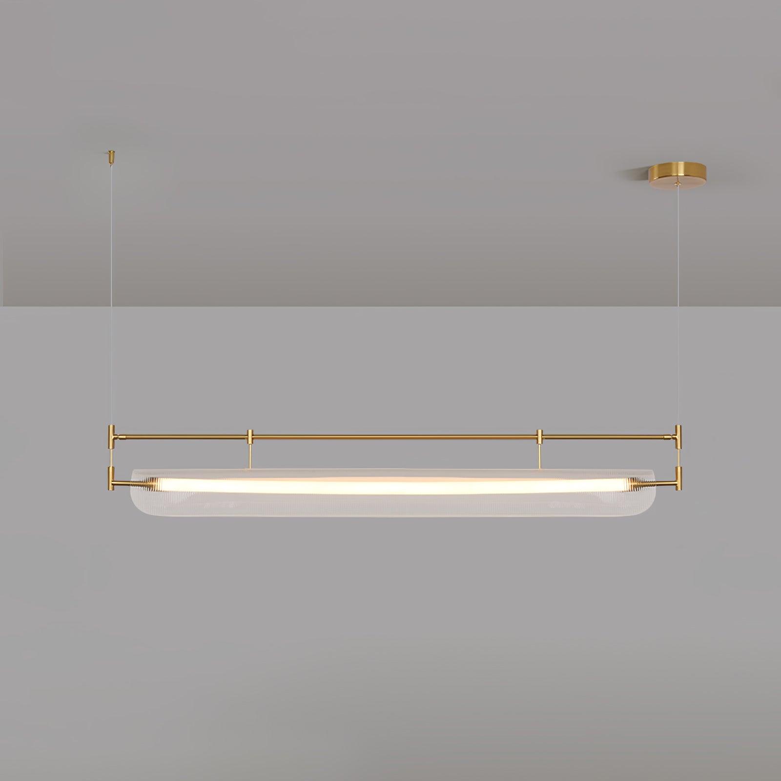 Linear Strip Chandelier L 31.5″ x W 4.7″ x H 7.9″ / L 80cm x W 12cm x H 20cm / Gold & Clear / Warm Light Chandelier