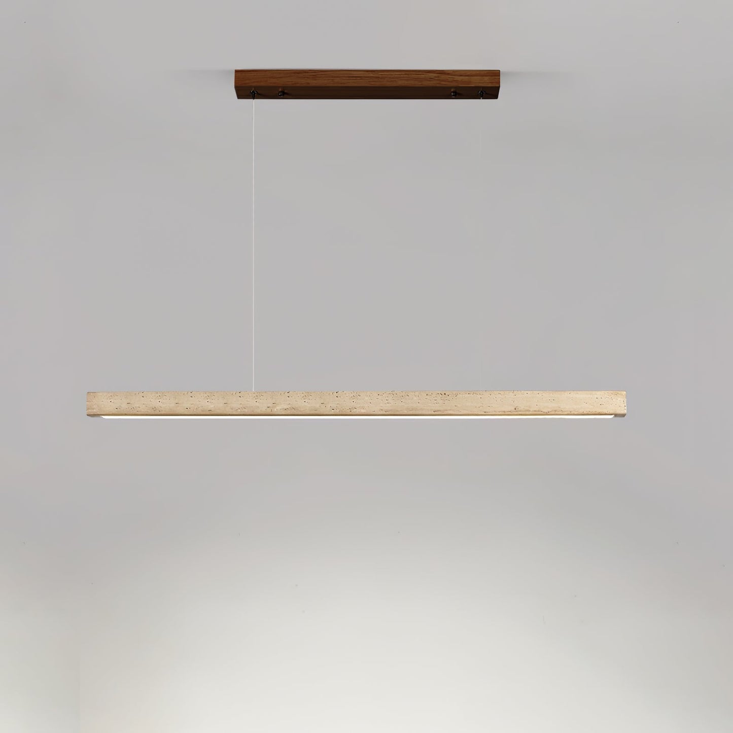 Linear Travertine Pendant Lamp ? 31.5″ x H 1.9″ / Walnut Wood & Yellow Travertine / Warm Light 1001 pendant Lamp