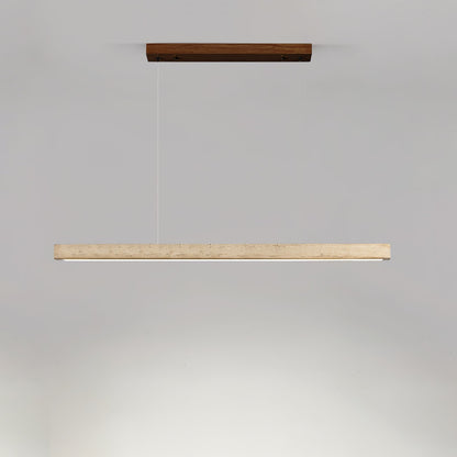 Linear Travertine Pendant Lamp ? 31.5″ x H 1.9″ / Walnut Wood & Yellow Travertine / Warm Light 1001 pendant Lamp