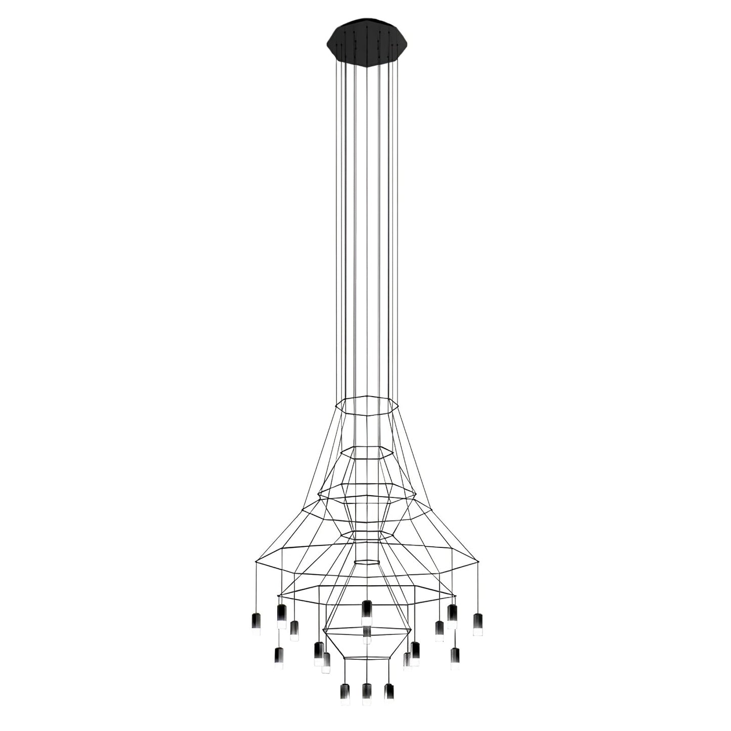 Lines Chandelier 20heads ? 47.2″ x H 110″ / Dia 120cm x H 280cm / Black Chandelier