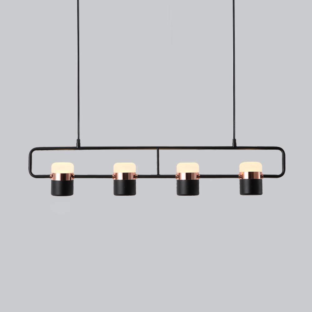 Adjustable Glass Pendant Light 4heads: L 35.4″ x H 7.1″ / L 90cm x H 18cm / Rose Gold + Black / Warm white Pendant light