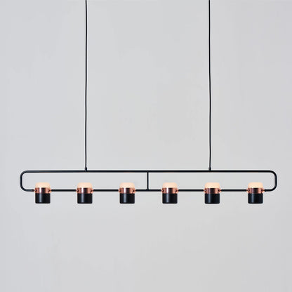 Adjustable Glass Pendant Light 6heads: L 53.2″ x H 7.1″ / L 135cm x H 18cm / Rose Gold + Black / Warm white Pendant