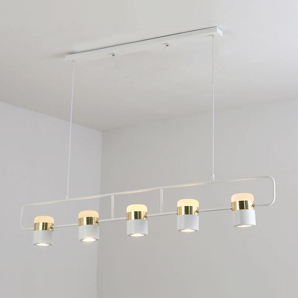 Adjustable Glass Pendant Light 5heads: L 43.3″ x H 7.1″ / L 110cm x H 18cm / Gold + White / Warm white Pendant light