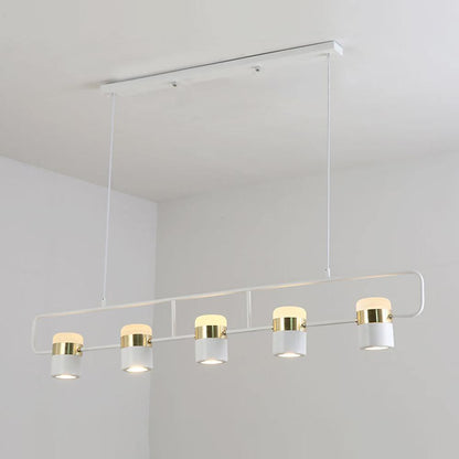 Adjustable Glass Pendant Light 5heads: L 43.3″ x H 7.1″ / L 110cm x H 18cm / Gold + White / Warm white Pendant light