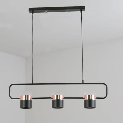 Adjustable Glass Pendant Light 3heads: L 26.8″ x H 7.1″ / L 68cm x H 18cm / Rose Gold + Black / Warm white Pendant light