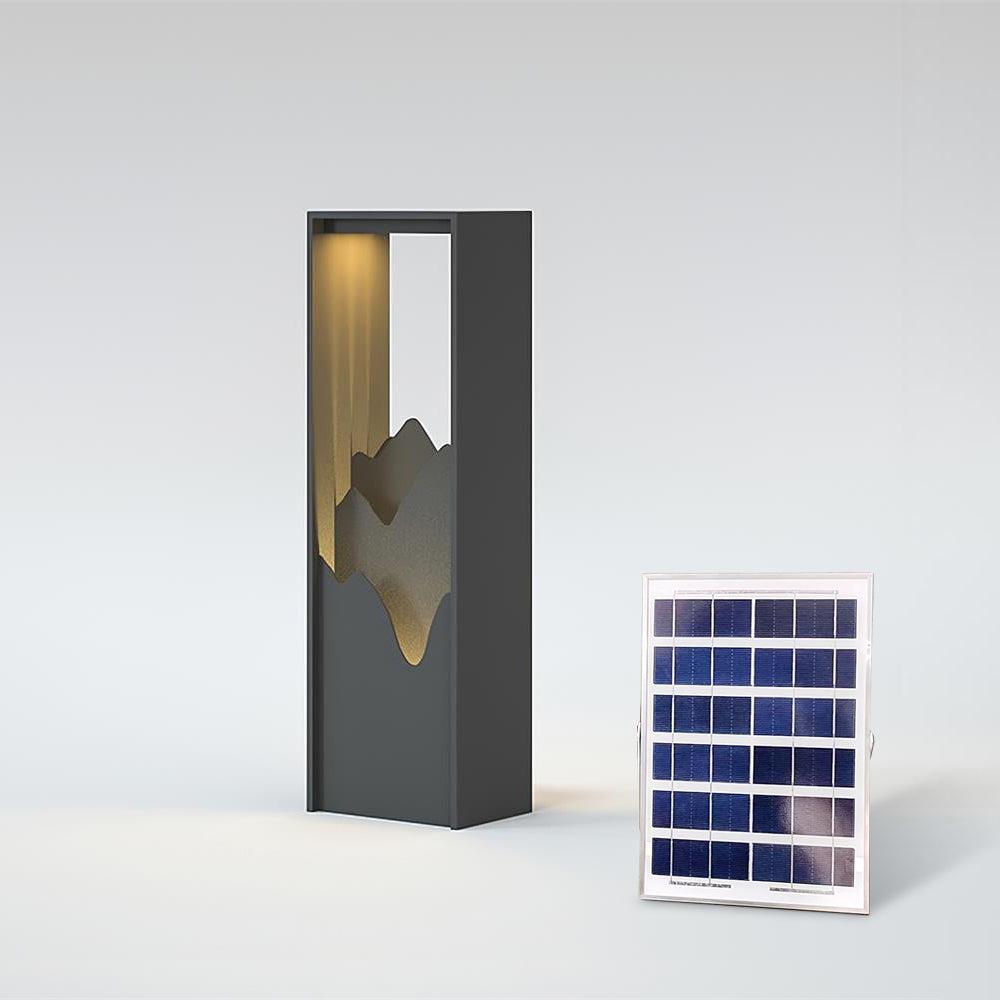 Linkmoon Garden Light with Solar Panel Model A: L 5.5″ x W 2.8″ x H 15″ / L 14cm x W 7cm x H 38cm / Black / Warm Light