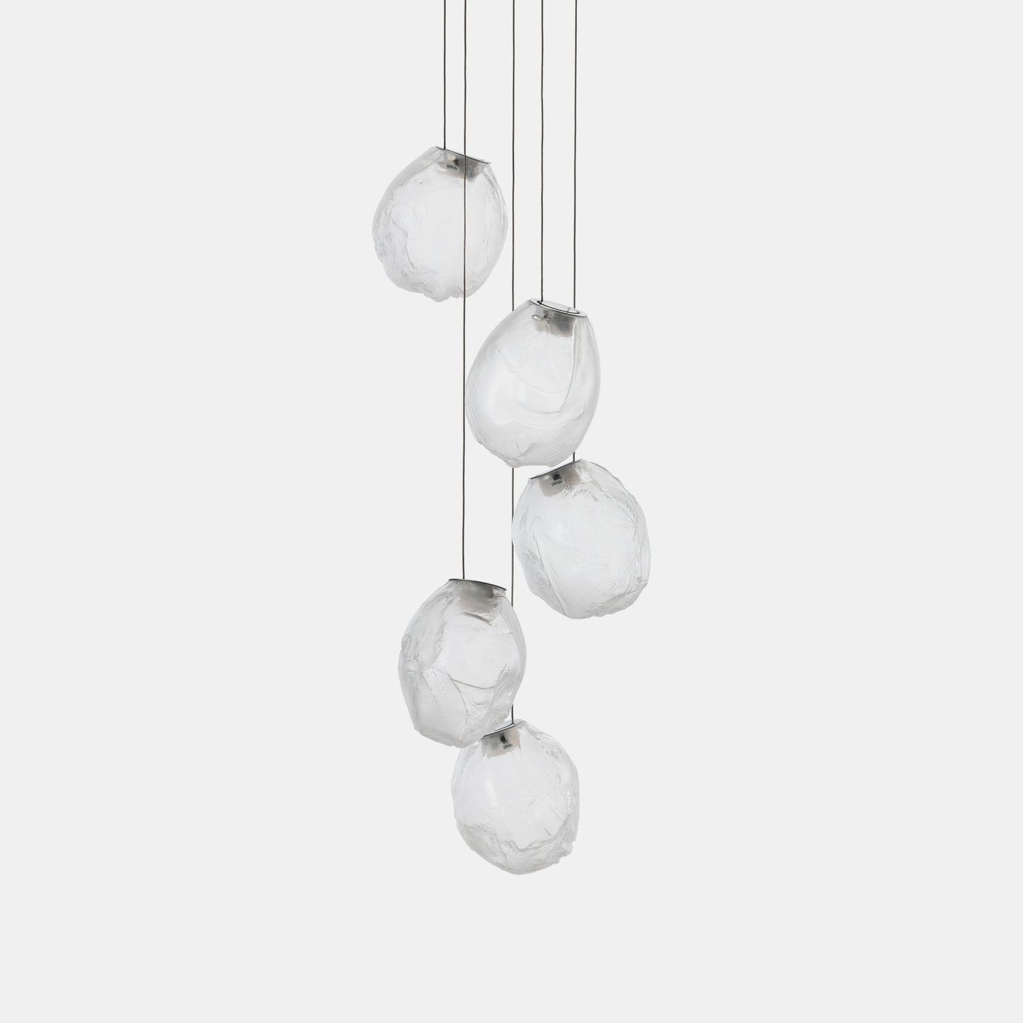Liquid Glass Stone Pendant Light 5 heads Dia 7.9″ x H 9.8″ (Single Lamp) / Clear / Warm White Pendant light
