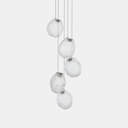 Liquid Glass Stone Pendant Light 5 heads Dia 7.9″ x H 9.8″ (Single Lamp) / Clear / Warm White Pendant light