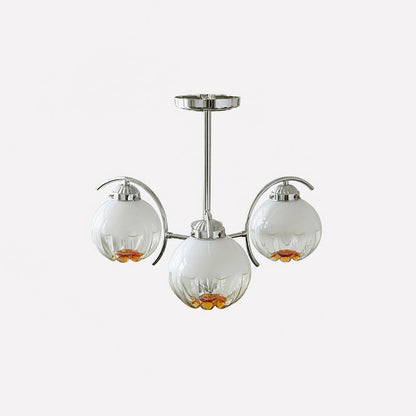 Litchford Chandelier 3 heads Φ 17.3″ x H 18.9″ / Dia 44cm x H 48cm / Chrome + Opaque Glass Chandelier