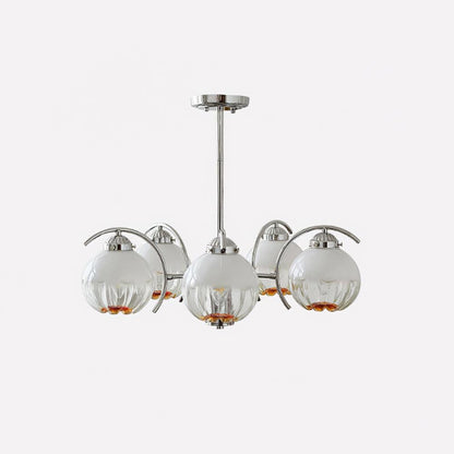 Litchford Chandelier 5 heads Φ 21.7″ x H 18.9″ / Dia 55cm x H 48cm / Chrome + Opaque Glass Chandelier