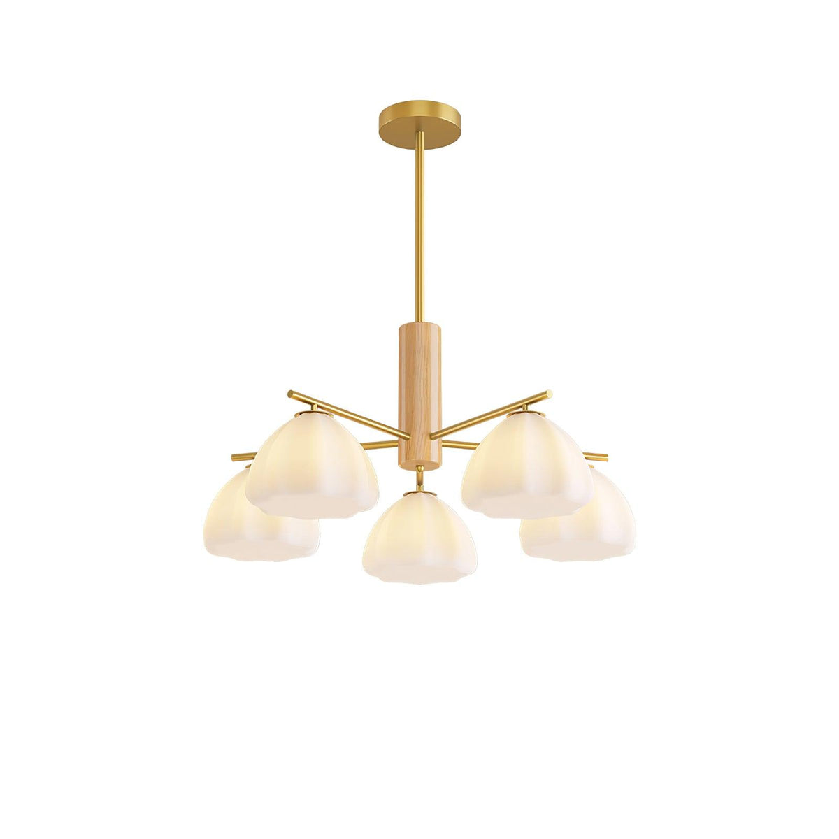 Little Clouds Chandelier 5 Lamps Dia 25.6″ x H 21.3″ / Dia 65cm x H 54cm / Gold & White glass Chandelier