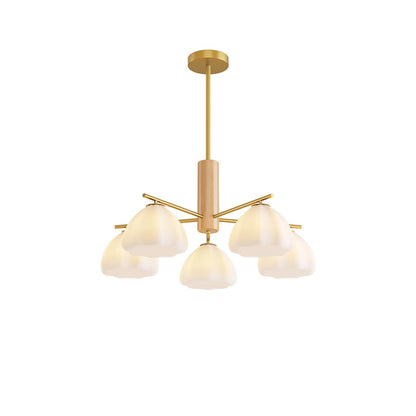 Little Clouds Chandelier 5 Lamps Dia 25.6″ x H 21.3″ / Dia 65cm x H 54cm / Gold & White glass Chandelier