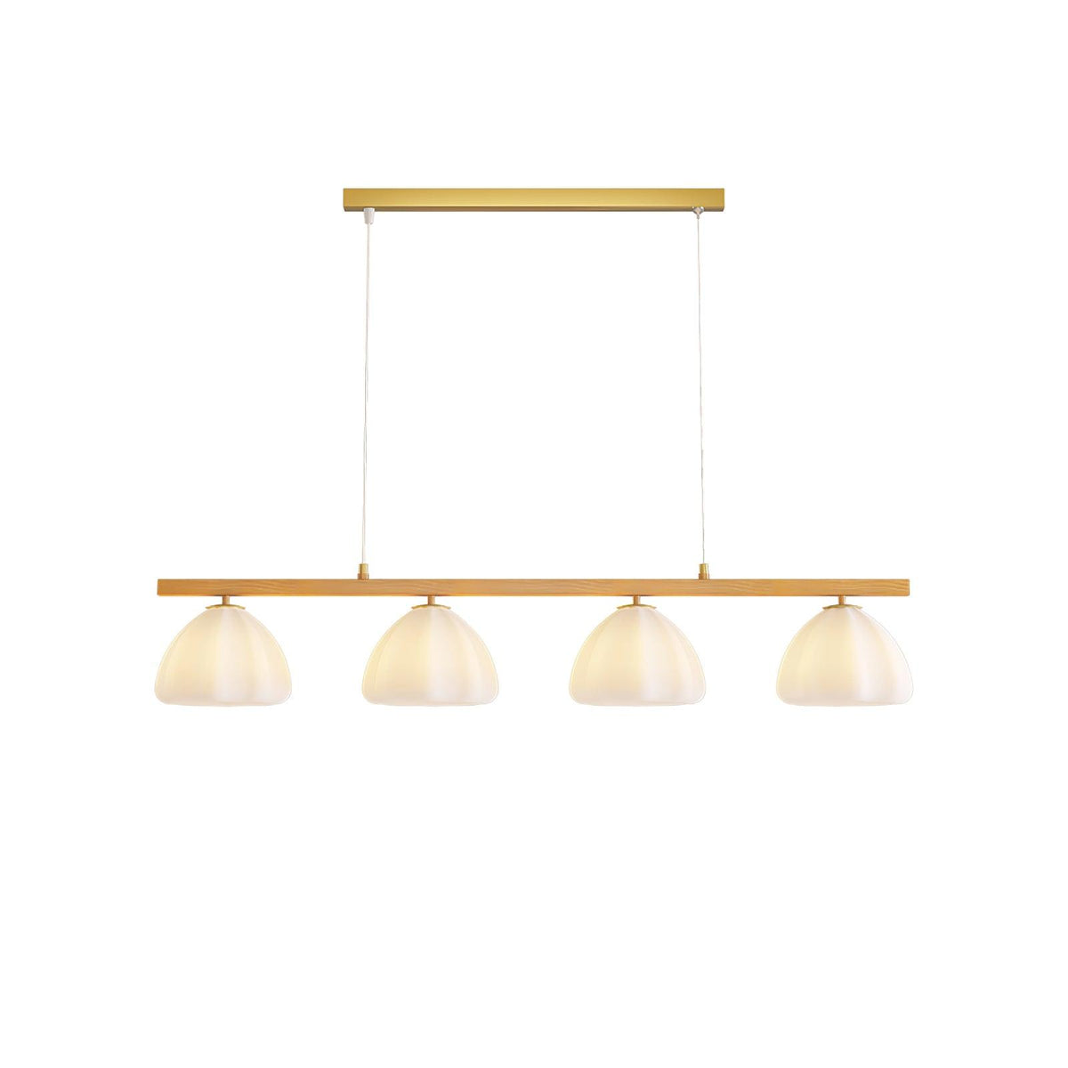 Little Clouds Chandelier 4 Lamps L 38.6″ x W 4.7″ x H 47.2″ / L 98cm x W 12cm x H 120cm / Gold & White glass Chandelier