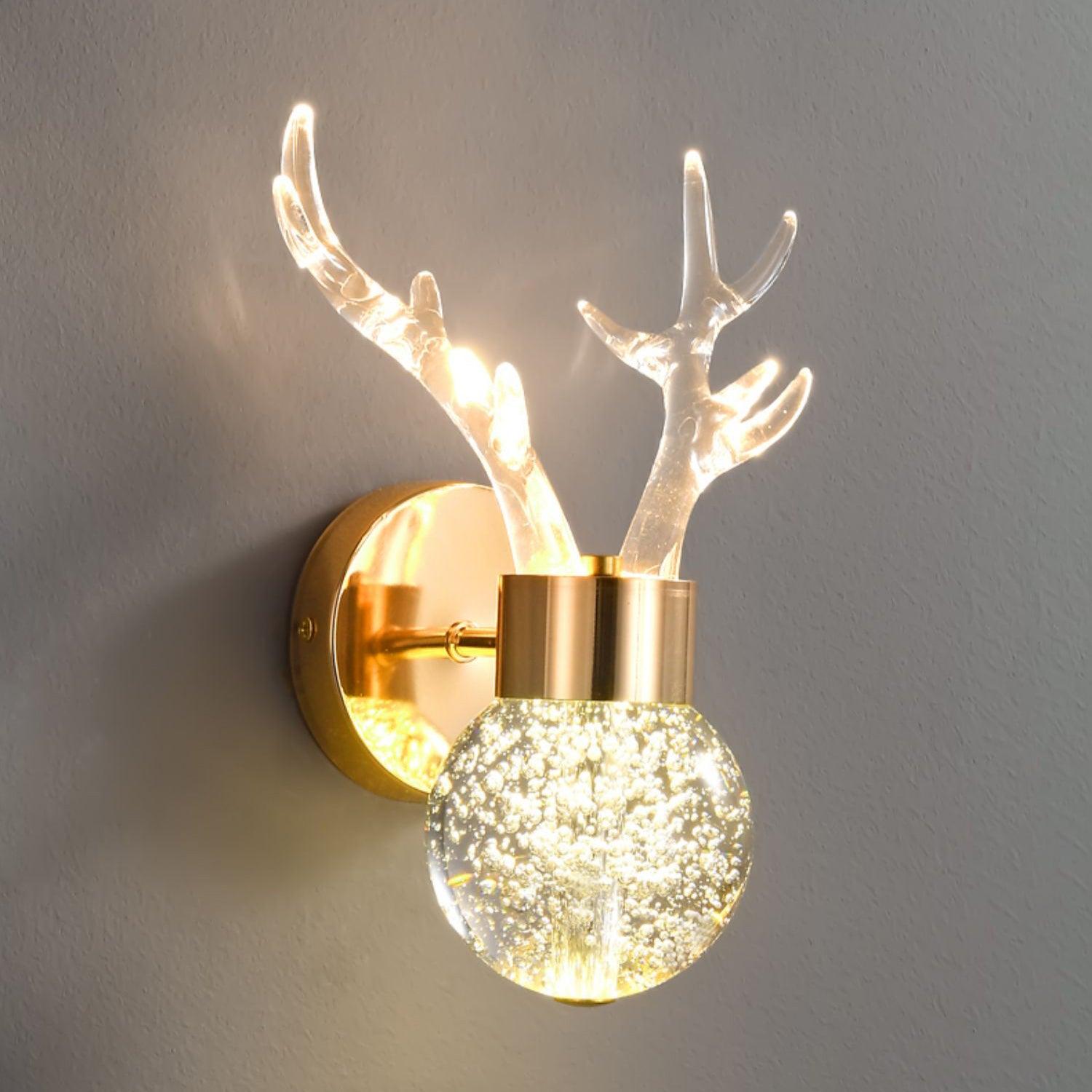 Little Deer Wall Lamp ? 6.6″ x H 11″/ Dia 17cm x H 28cm / Gold & Clear / Three-color changing light Wall lamp