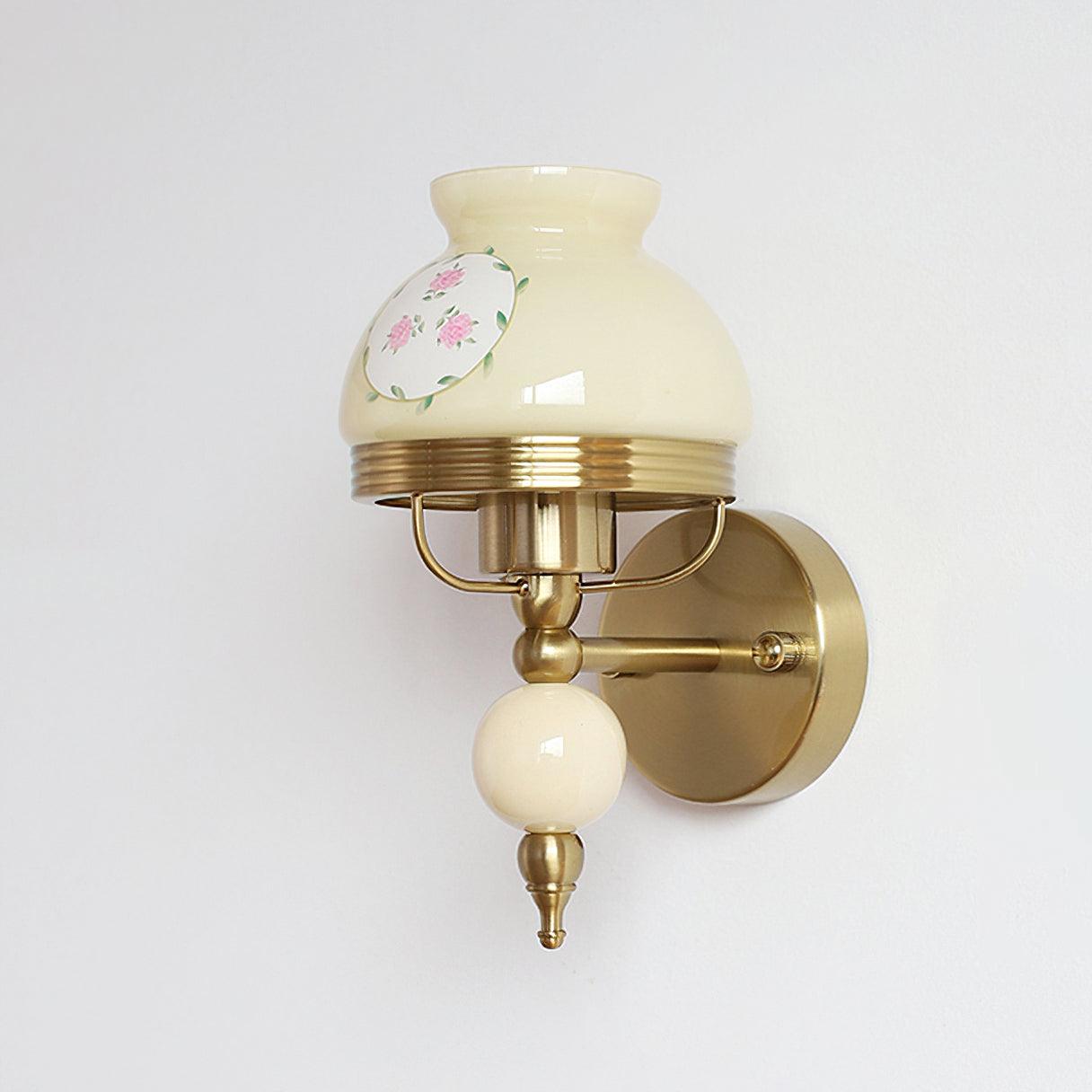 Loa Glass Wall Lamp Model B: ? 5.5″ x H 9.6″ / Dia 14cm x H 24.5cm / Beige Wall lamp