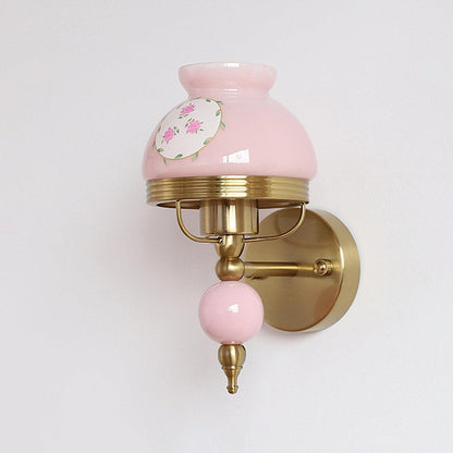 Loa Glass Wall Lamp Model B: ? 5.5″ x H 9.6″ / Dia 14cm x H 24.5cm / Pink Wall lamp
