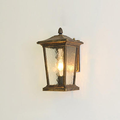 Lodge Birdcage Outdoor Wall Lamp Dia 8.3″ x W 9.8″ x H 14.6″ / Dia 21cm x W 25cm x H 37cm / Antique / Water pattern glass
