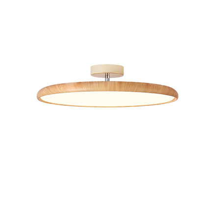 Lola Wood Grain Adjustable Ceiling Lamp Dia 15.7″ x H 5.3″ / Water Transfer Printing Wood Grain / Triac Dimmable Warm