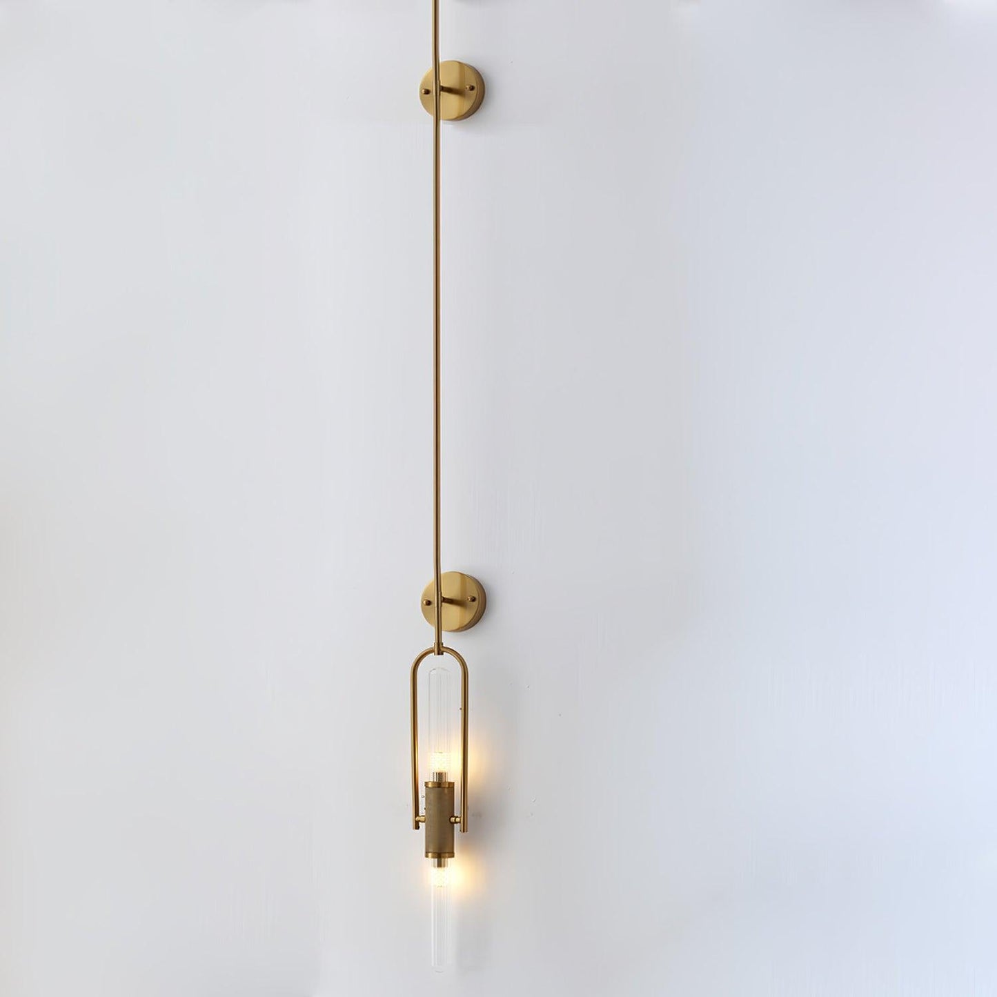 Long Arc Glass Wall Lamp Dia 4.7″ x H 70.1″ / Dia 12cm x H 180cm / Brass & Clear Wall lamp