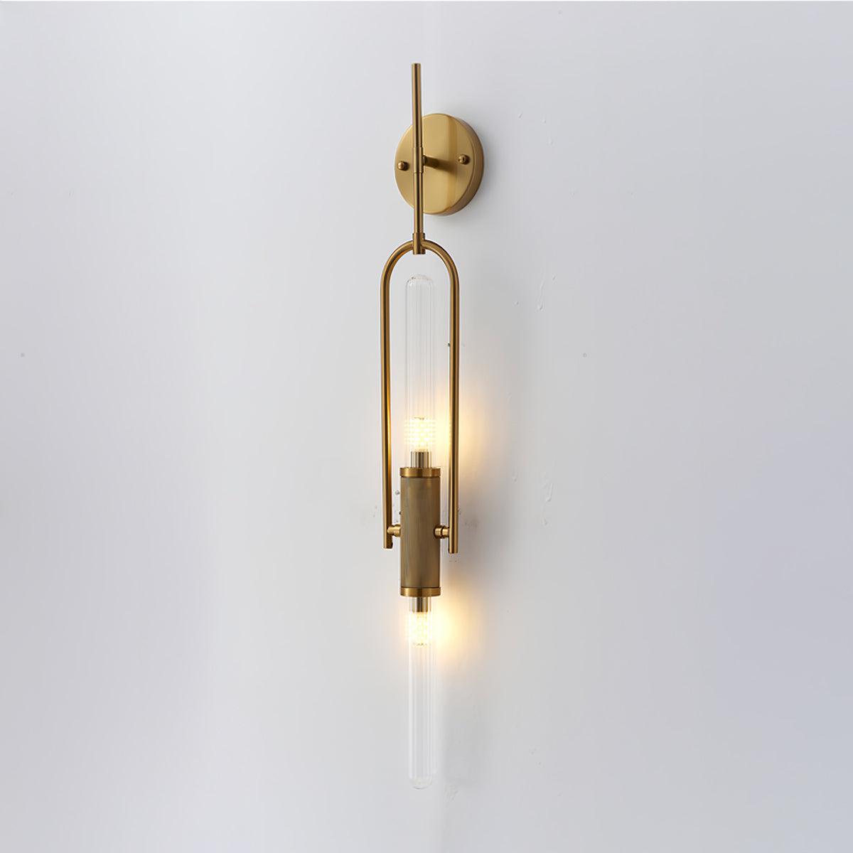 Long Arc Glass Wall Lamp Dia 4.7″ x H 39.4″ / Dia 12cm x H 100cm / Brass & Clear Wall lamp