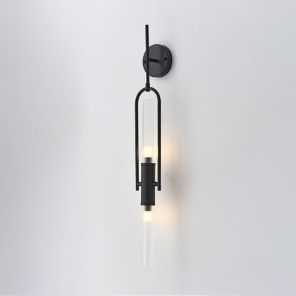 Long Arc Glass Wall Lamp Dia 4.7″ x H 39.4″ / Dia 12cm x H 100cm / Black & Clear Wall lamp