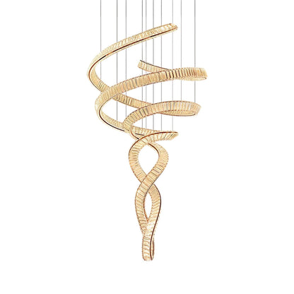 Long Spiral Crystal Chandelier Dia 31.5″ x H 90.1″ / Dia 80cm x H 230cm / Stainless steel & Clear crystal / Warm Light