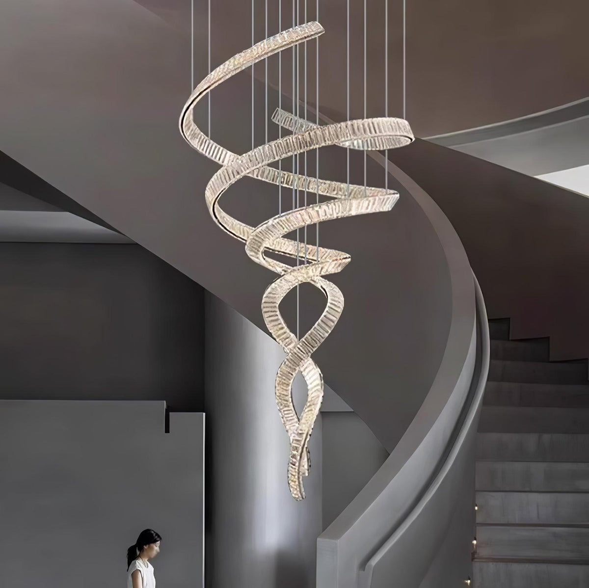 Long Spiral Crystal Chandelier Chandelier