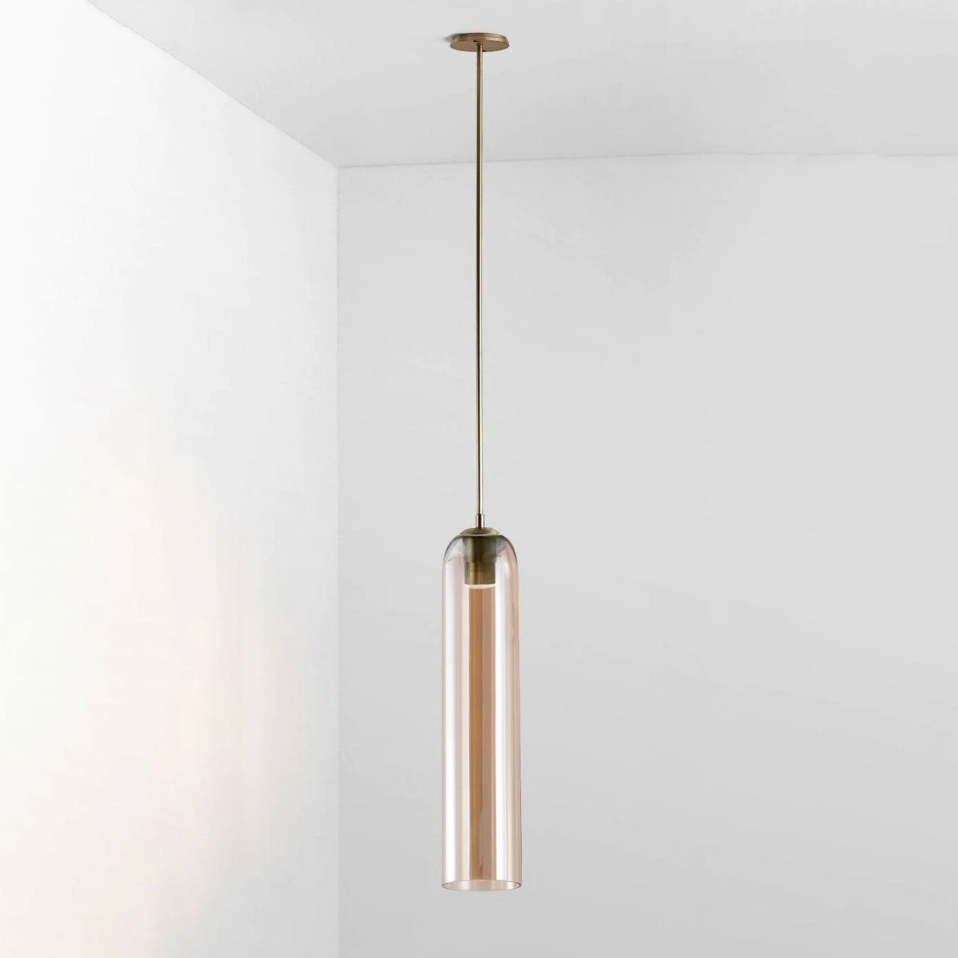 Long Tube Glass Pendant Light ? 3.9″ x H 47.2″ / Dia 10cm x H 120cm / Gold / Amber Pendant light