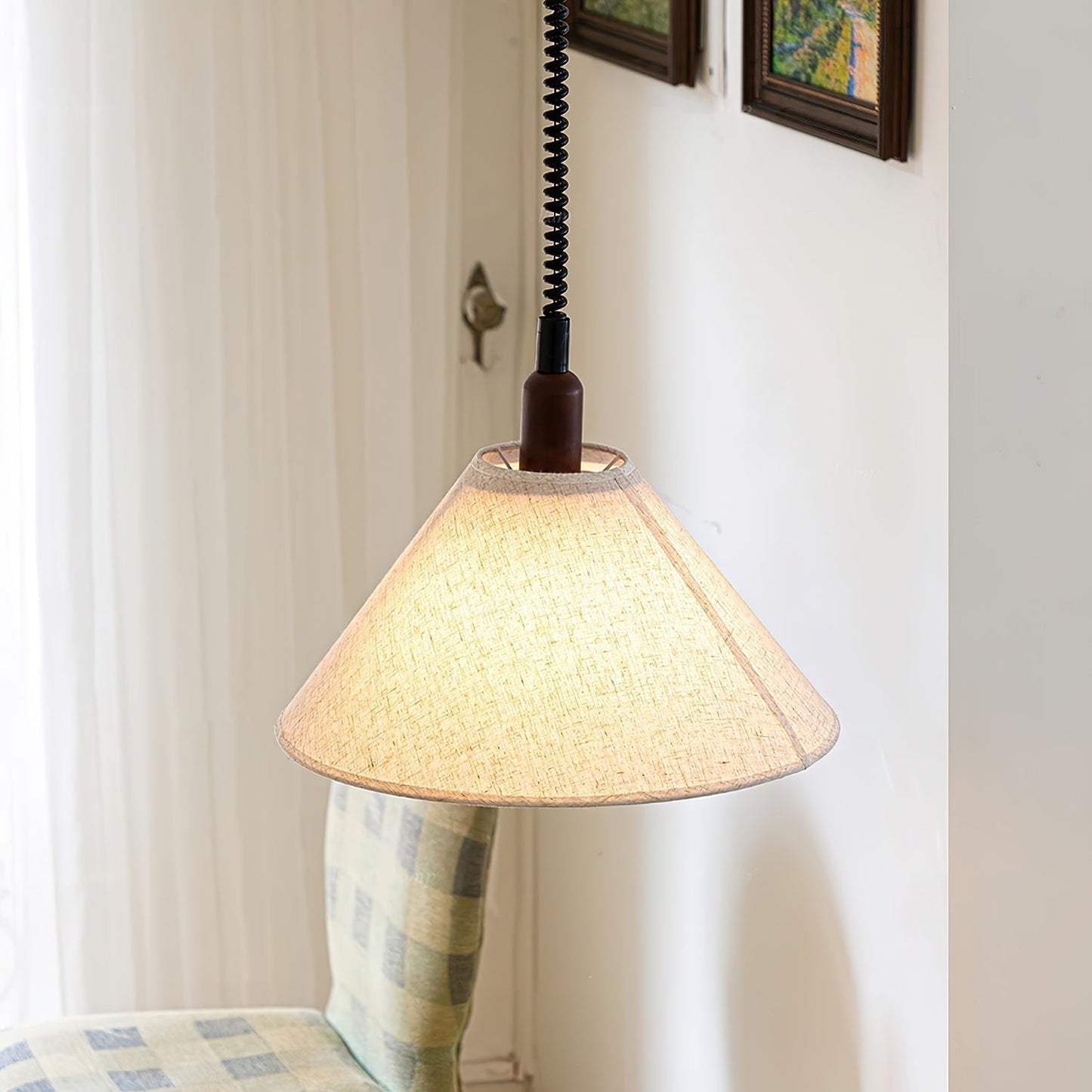 Loopeds Pendant Lamp Dia 17.7″ x H 16.5″ / Walnut color & Beige Pendant light