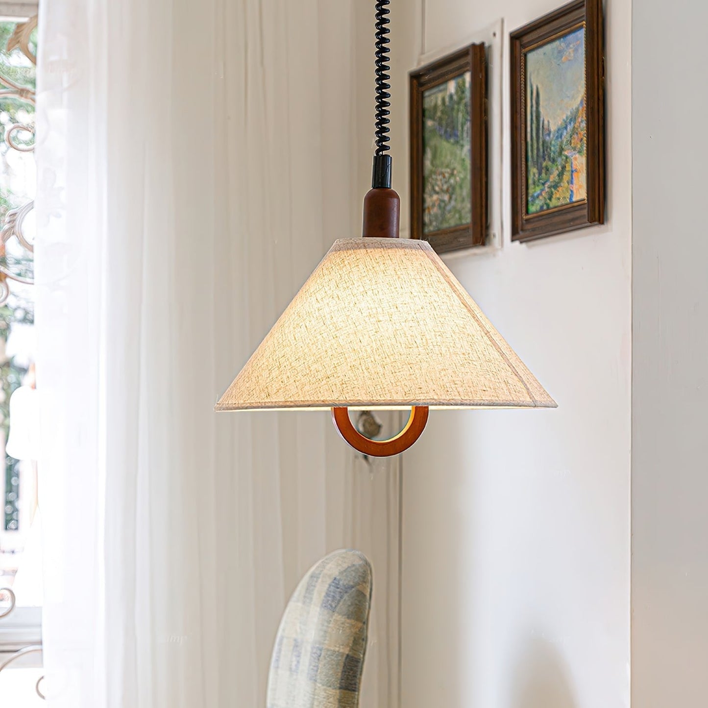 Loopeds Pendant Lamp Dia 17.7″ x H 16.5″ / Walnut color & Beige Pendant light