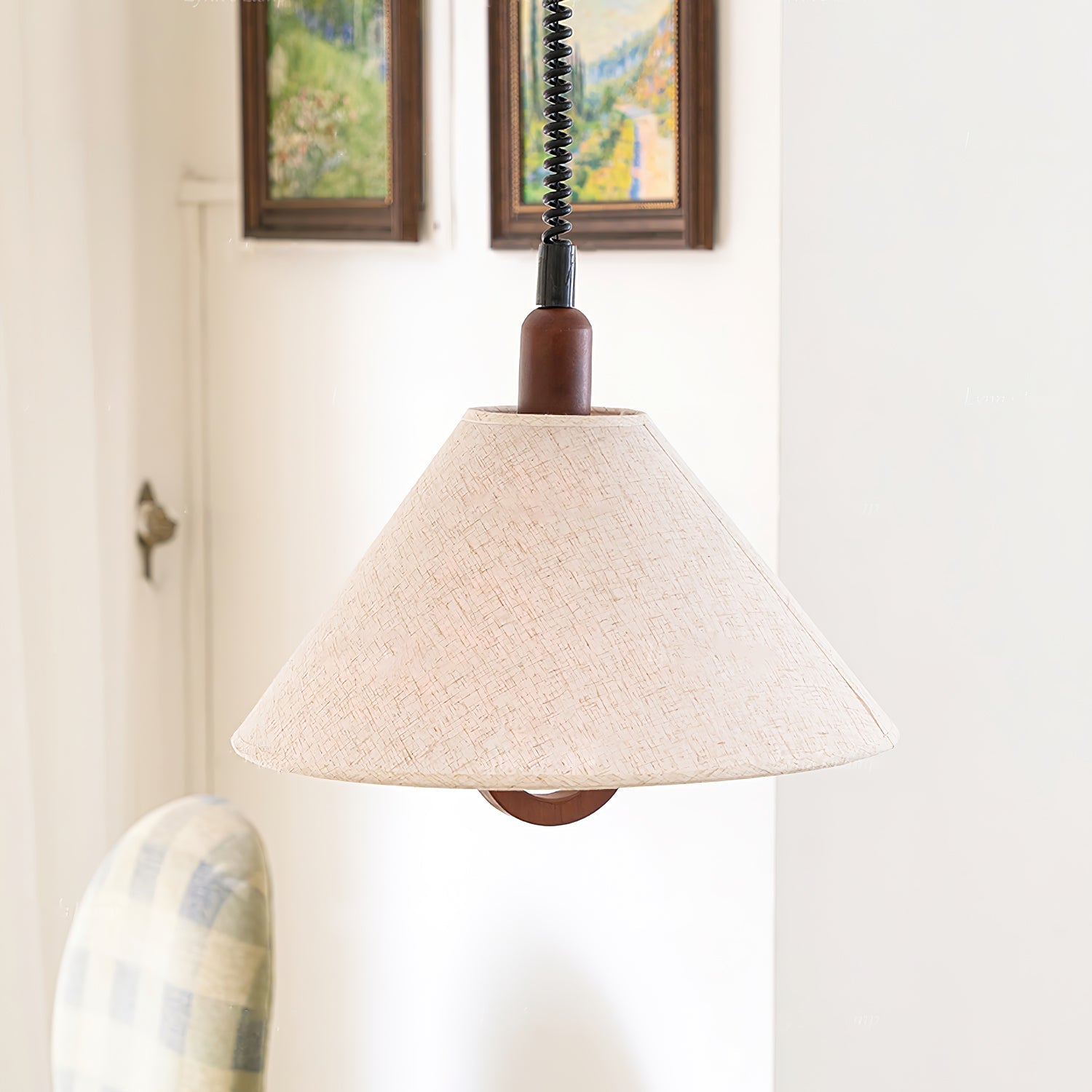 Loopeds Pendant Lamp Dia 17.7″ x H 16.5″ / Walnut color & Beige Pendant light